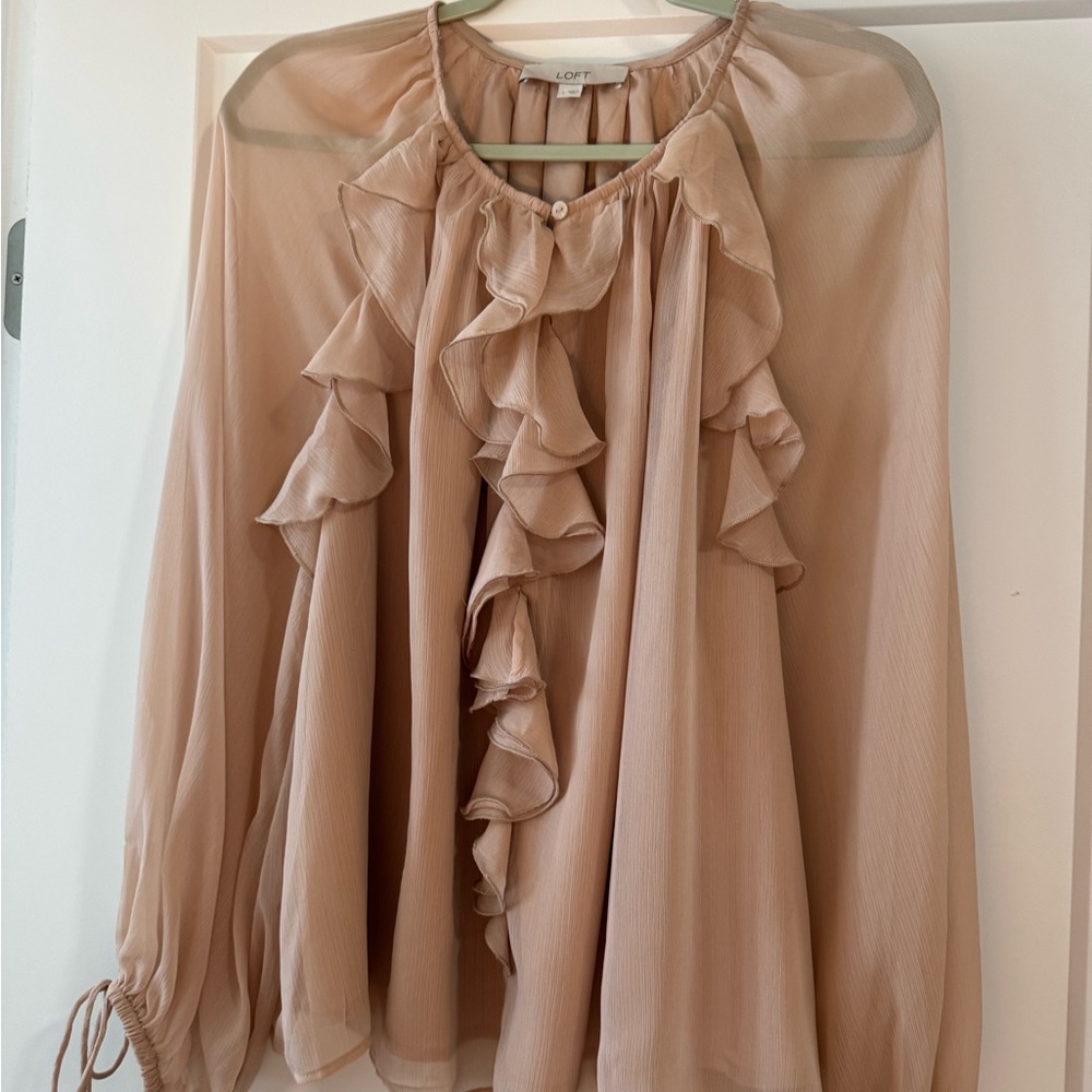 LOFT Women's Blouse with Ruffle Detail - Rose